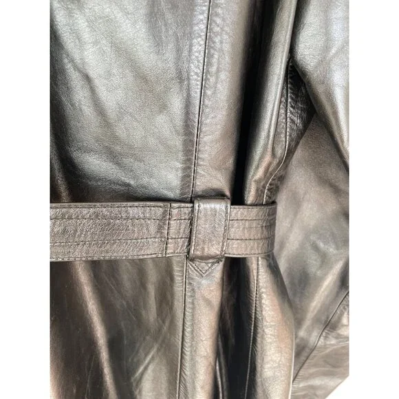 Vintage 1970s Lomeli Of California Leather Jacket Belted Size 42 Mens Black - Picture 12 of 16